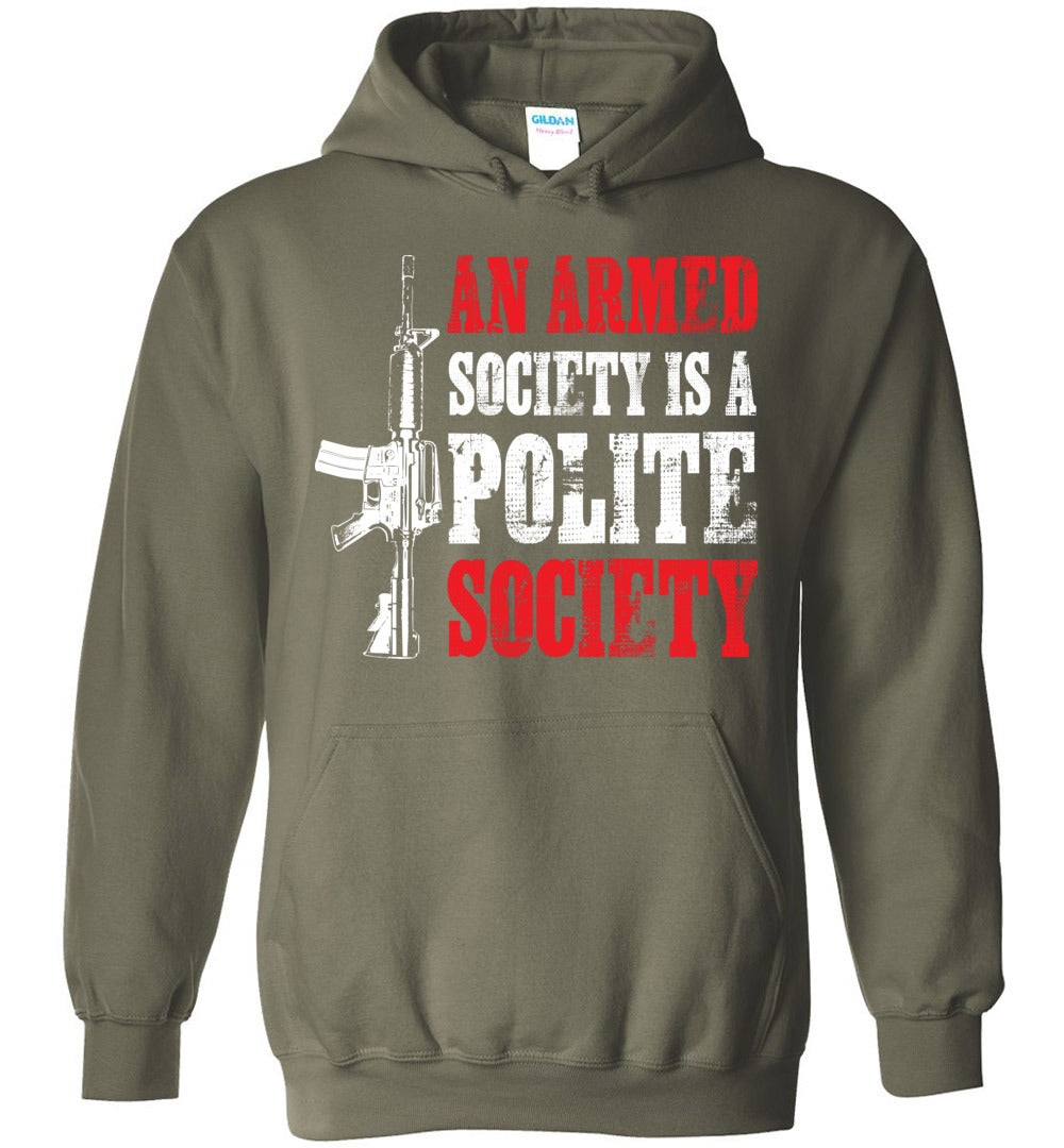 An Armed Society is a Polite Society - Shooting Men's Hoodie - Military Green