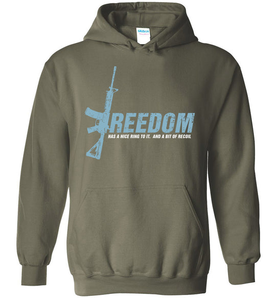 Freedom Has a Nice Ring to It. And a Bit of Recoil - Men's Pro Gun Clothing - Military Green Hoodie
