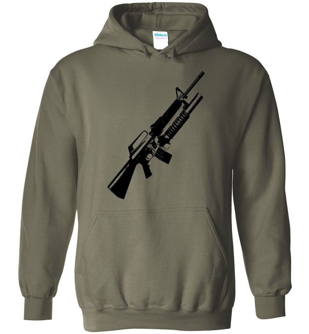 M16A2 Rifles with M203 Grenade Launcher - Pro Gun Tactical Men's Hoodie - Military Green