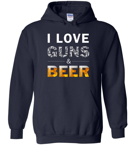 I Love Guns & Beer - Men's Pro Firearms Apparel - Navy Hoodie