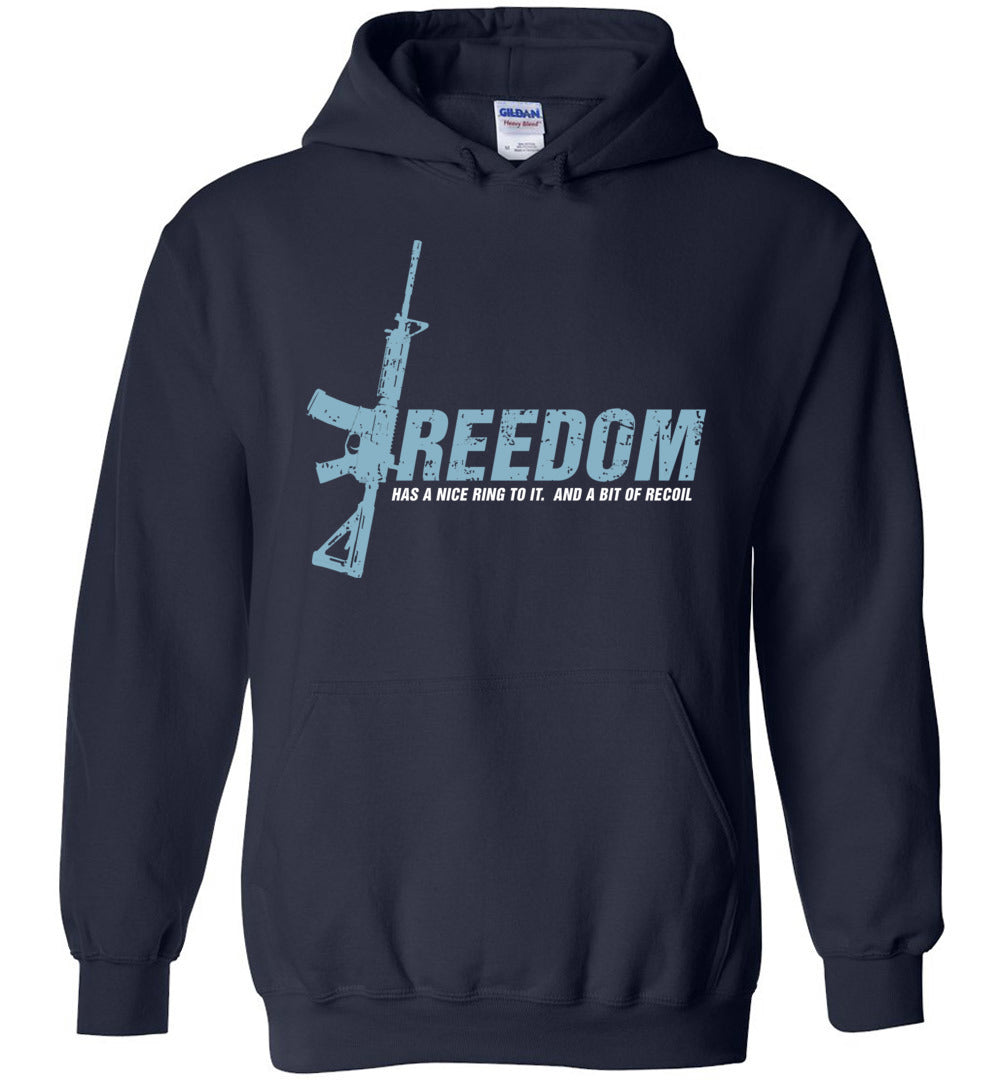Freedom Has a Nice Ring to It. And a Bit of Recoil - Men's Pro Gun Clothing - Navy Hoodie