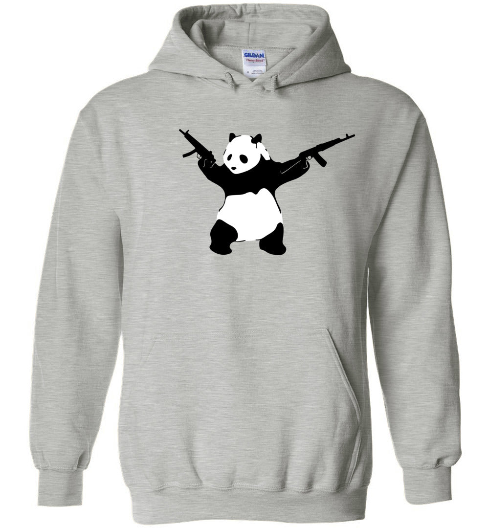 Banksy Style Panda with Guns - AK-47 Men's Hoodie - Sports Grey