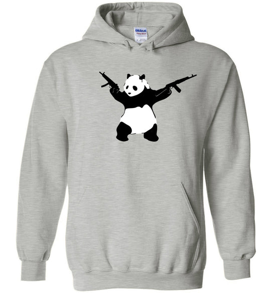 Banksy Style Panda with Guns - AK-47 Men's Hoodie - Sports Grey