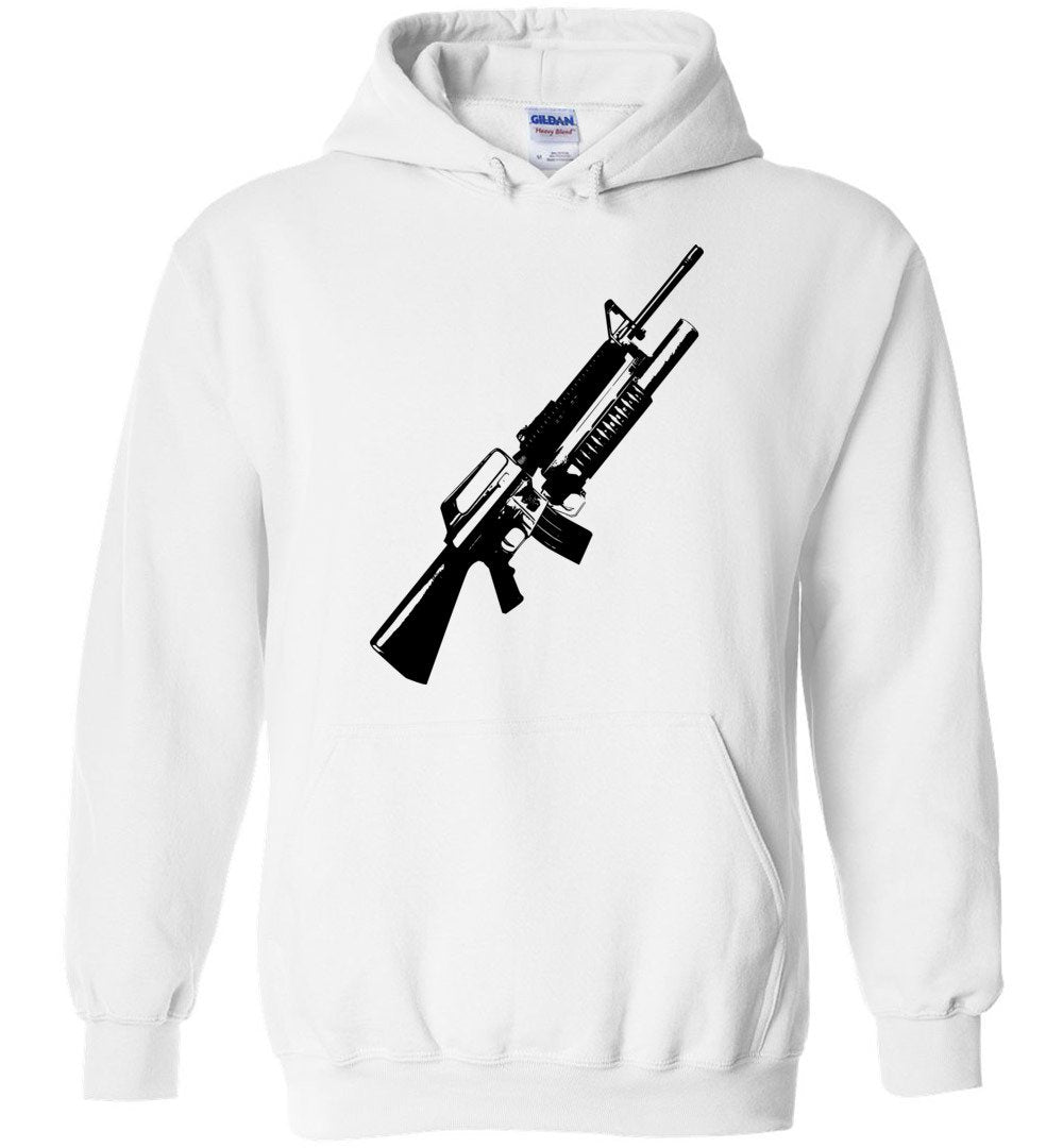 M16A2 Rifles with M203 Grenade Launcher - Pro Gun Tactical Men's Hoodie - White