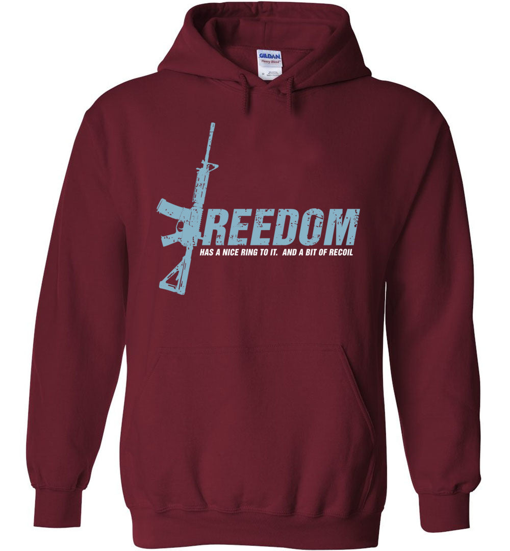 Freedom Has a Nice Ring to It. And a Bit of Recoil - Men's Pro Gun Clothing - Garnet Hoodie