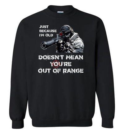 Just Because I'm Old Doesn't Mean You're Out of Range - Pro Gun Men's Sweatshirt - Black