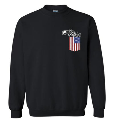 Gun in the Pocket, USA Flag-2nd Amendment Men's Sweatshirt-Black