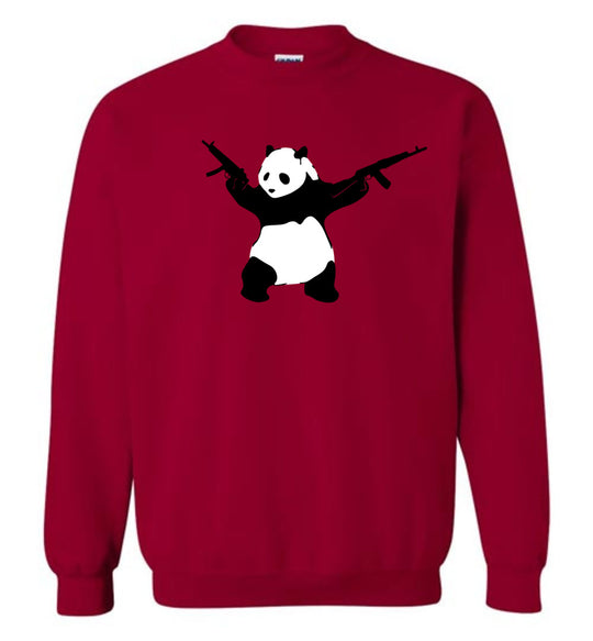 Banksy Style Panda with Guns - AK-47 Men's Sweatshirt - Red