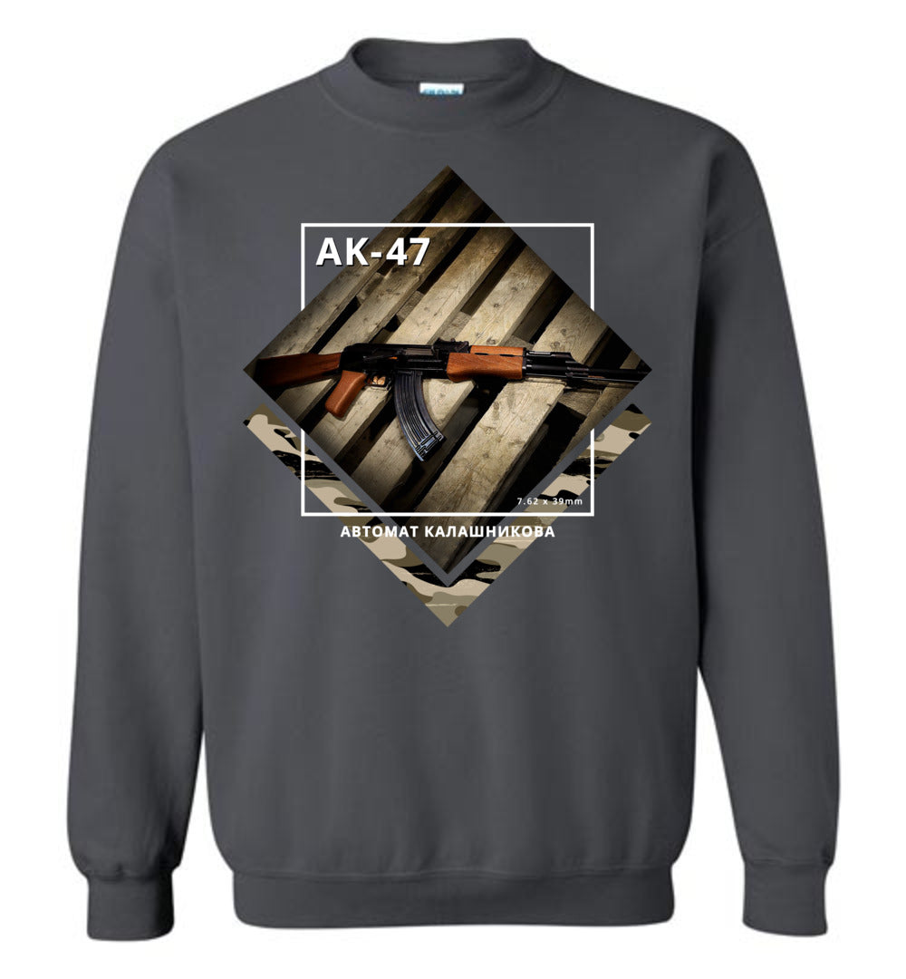 AK-47 Rifle - Tactical Men's Apparel - Charcoal Sweatshirt