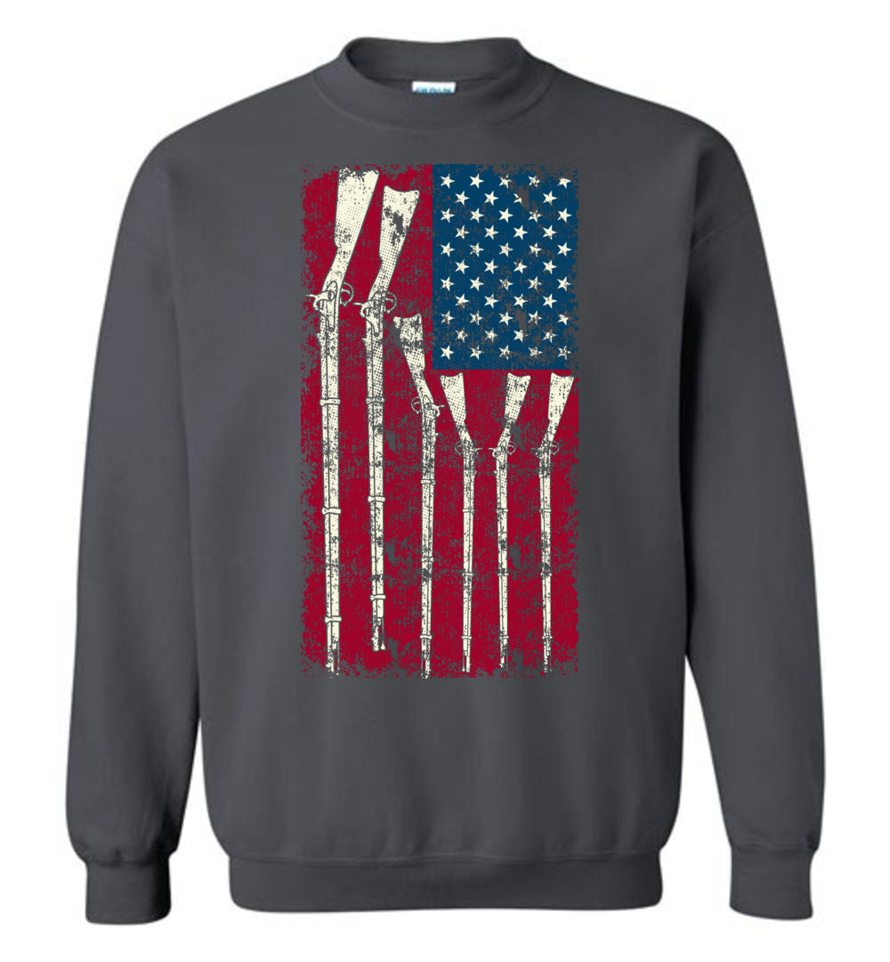 American Flag with Guns - 2nd Amendment Men's Sweatshirt - Dark Grey