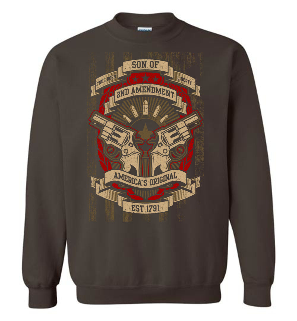 Son of Liberty 2nd Amendment Men's Apparel - Dark Brown Sweatshirt