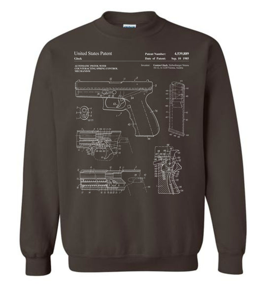 Glock Handgun Patent Pro Gun Men's Sweatshirt - Dark Chocolate