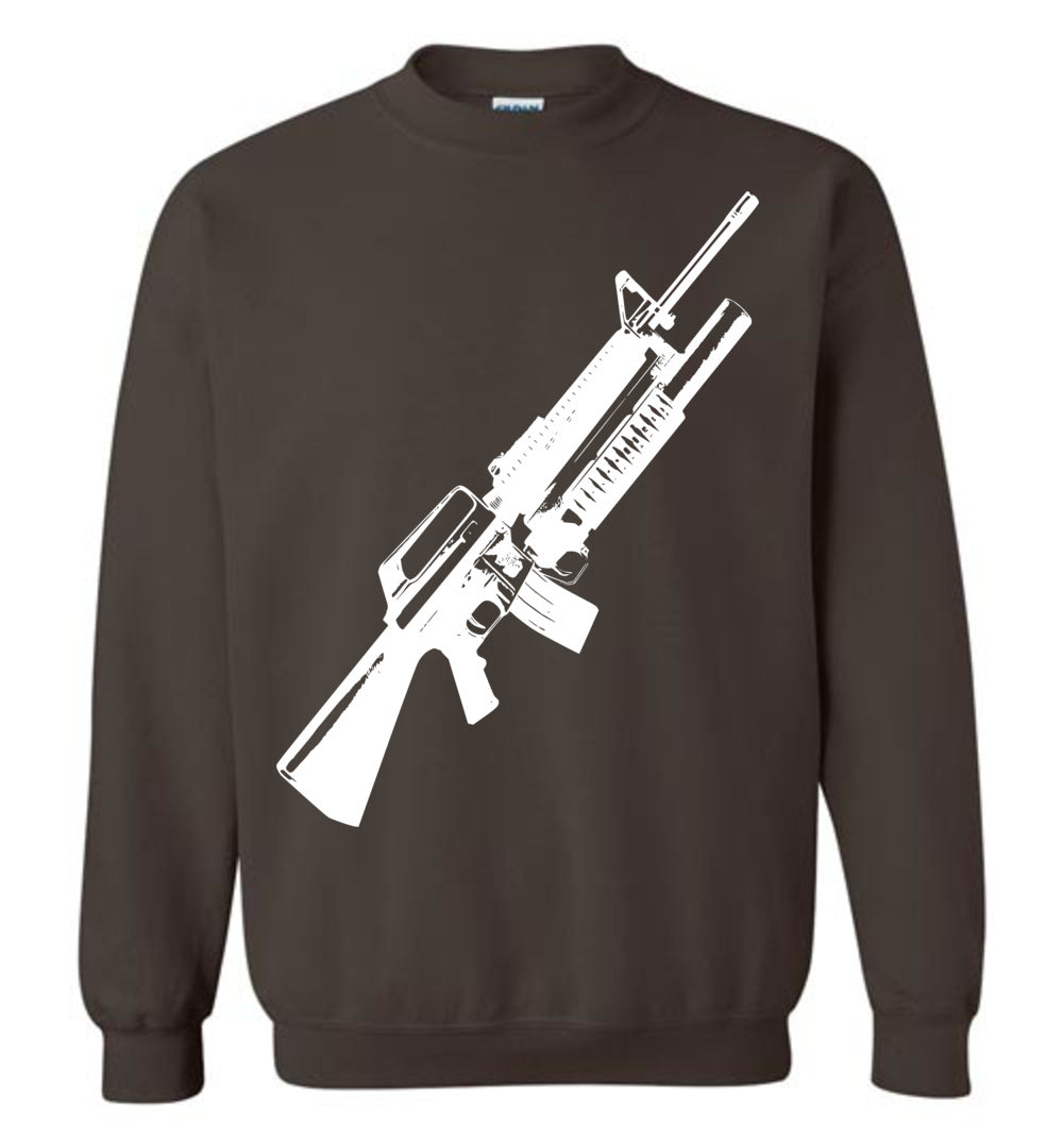 M16A2 Rifles with M203 Grenade Launcher - Pro Gun Tactical Men's Sweatshirt - Dark Brown