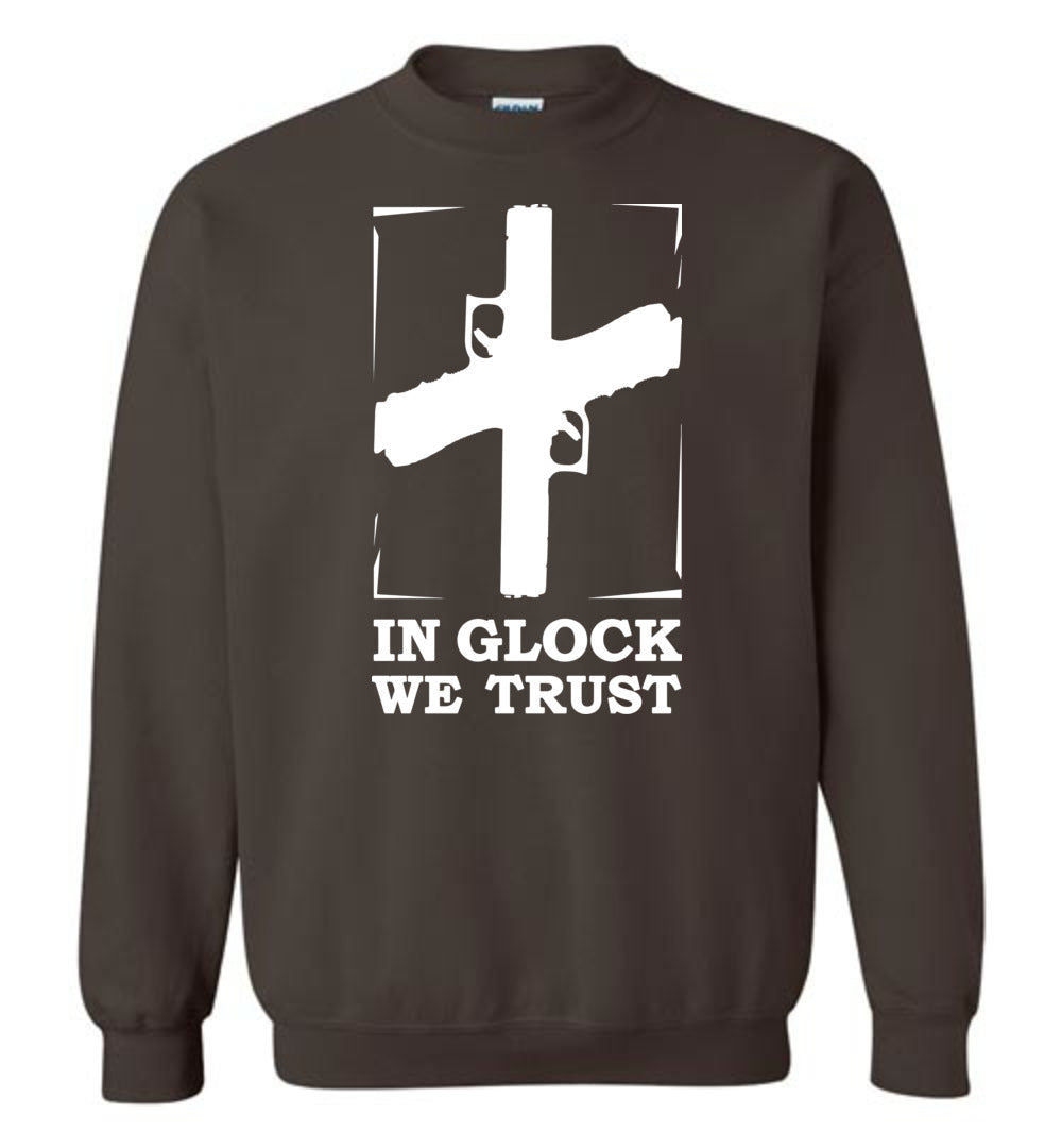 In Glock We Trust - Pro Gun Men’s Sweatshirt - Dark Brown