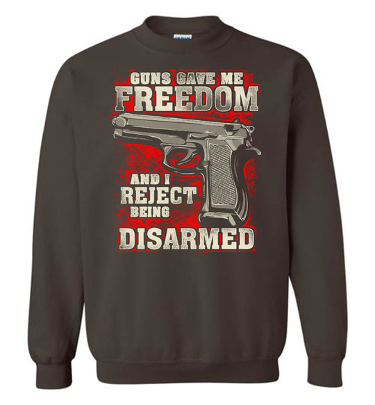Gun Gave Me Freedom and I Reject Being Disarmed - Men's Apparel - Dark Brown Sweatshirt