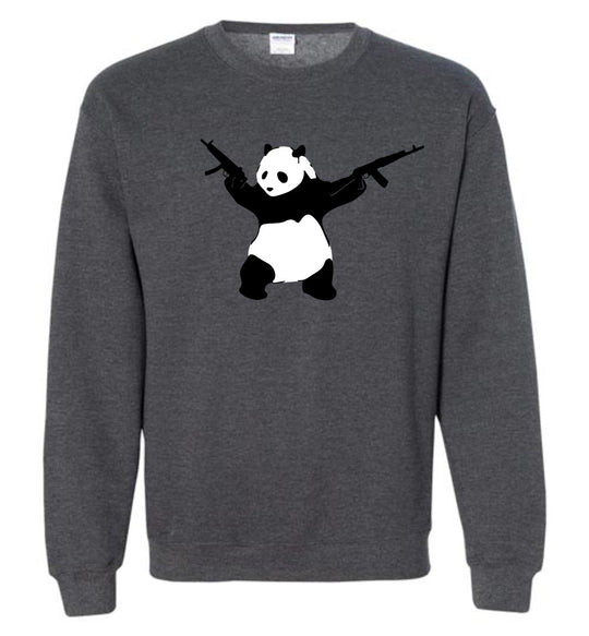 Banksy Style Panda with Guns - AK-47 Men's Sweatshirt - Dark Grey
