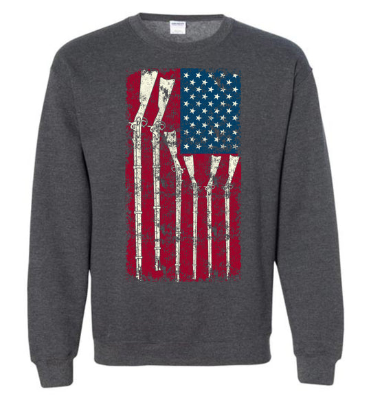 American Flag with Guns - 2nd Amendment Men's Sweatshirt - Dark Heather
