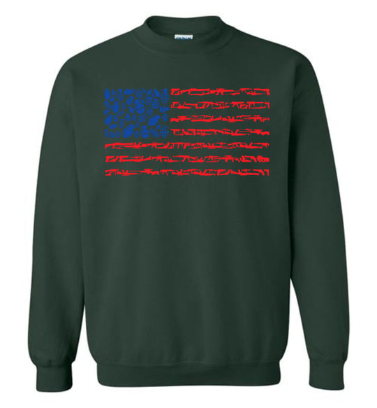 American Flag Made of Guns 2nd Amendment Men’s Sweatshirt - Green