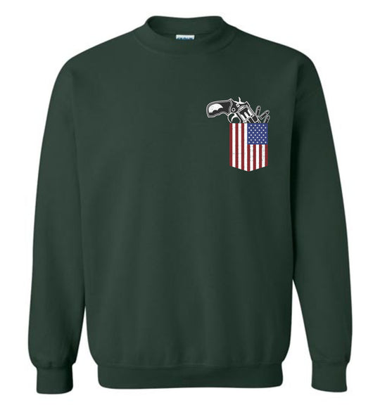 Gun in the Pocket, USA Flag-2nd Amendment Men's Sweatshirt-Green