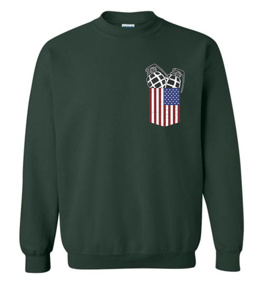 Pocket With Grenades Men's 2nd Amendment Sweatshirt - Green