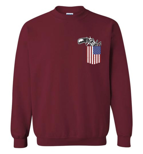 Gun in the Pocket, USA Flag-2nd Amendment Men's Sweatshirt-Garnet