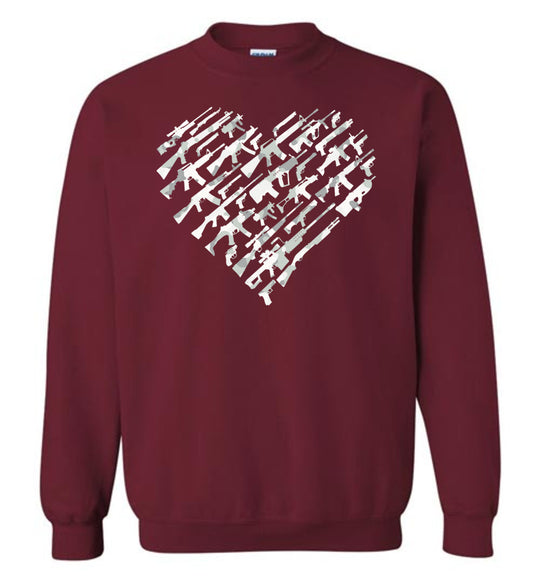 I Love Guns, Heart Made of Guns - Men's Sweatshirt - Garnet