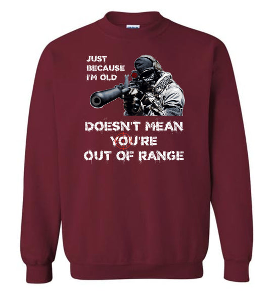 Just Because I'm Old Doesn't Mean You're Out of Range - Pro Gun Men's Sweatshirt - Garnet