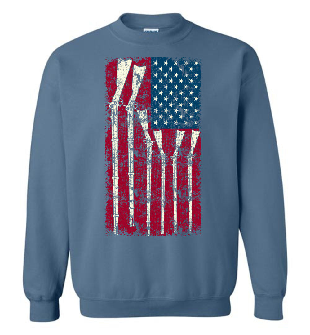 American Flag with Guns - 2nd Amendment Men's Sweatshirt - Light Blue