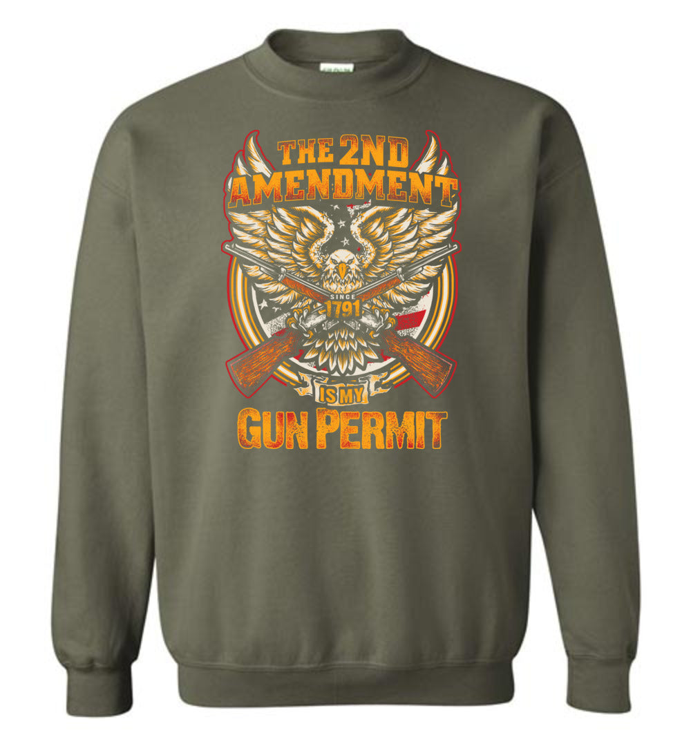 The 2nd Amendment is My Gun Permit - Men's Sweatshirt - Military Green