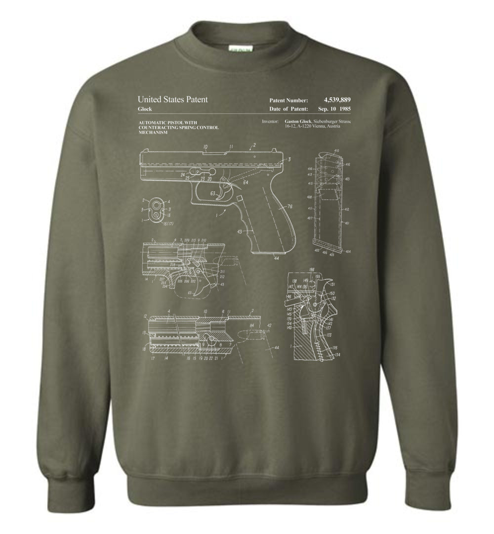 Glock Handgun Patent Pro Gun Men's Sweatshirt - Military Green