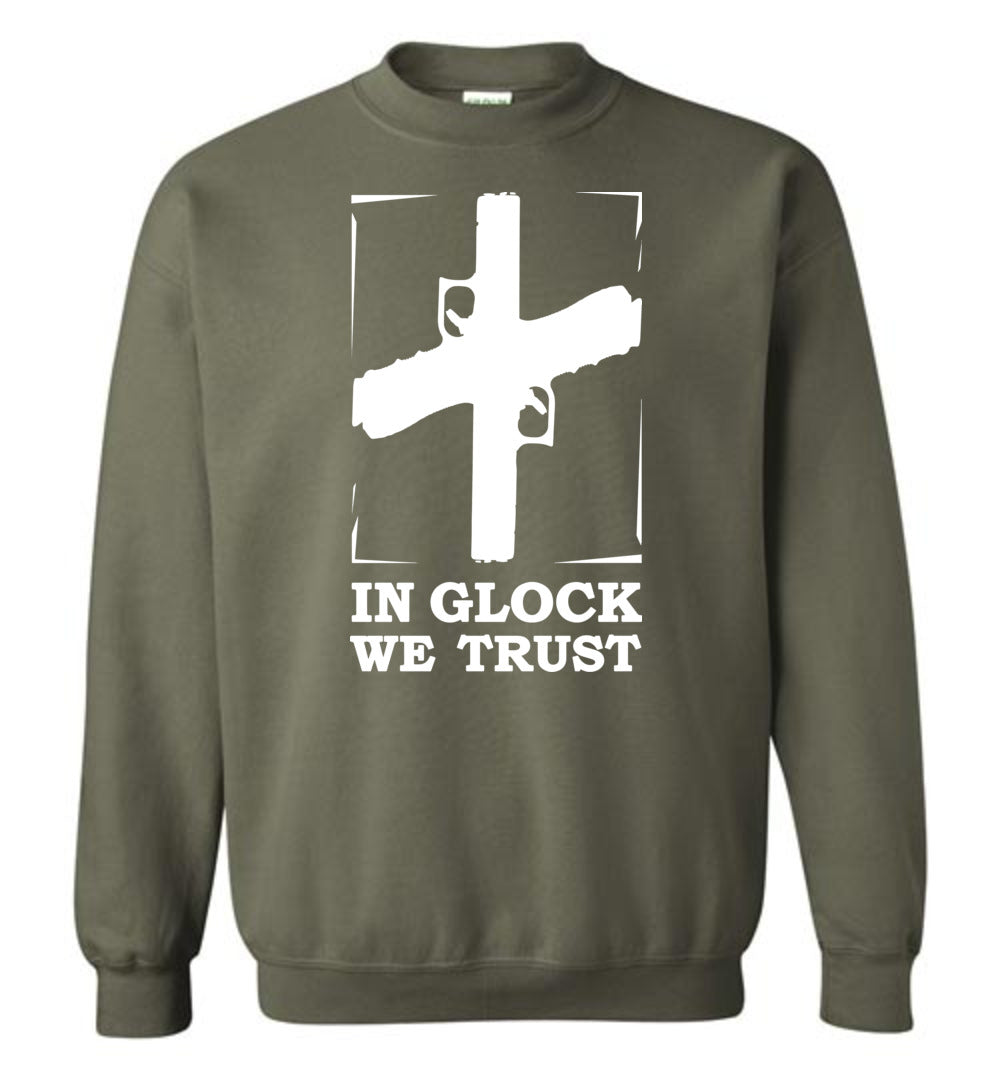 In Glock We Trust - Pro Gun Men’s Sweatshirt - Military Green