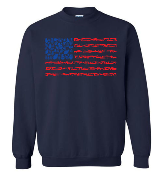 American Flag Made of Guns 2nd Amendment Men’s Sweatshirt - Navy