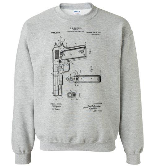 Colt Browning 1911 Handgun Patent Men's Sweatshirt - Sports Grey