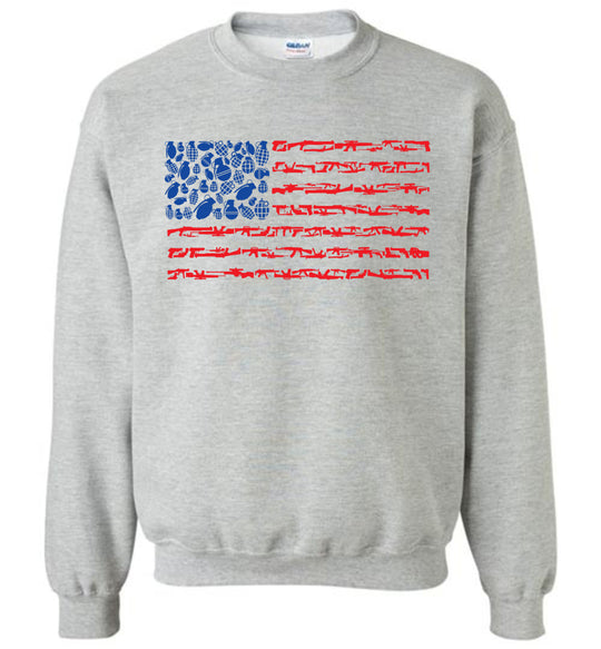 American Flag Made of Guns 2nd Amendment Men’s Sweatshirt - Sports Grey