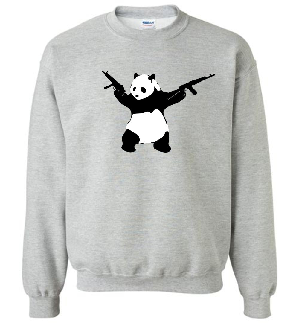 Banksy Style Panda with Guns - AK-47 Men's Sweatshirt - Sports Grey