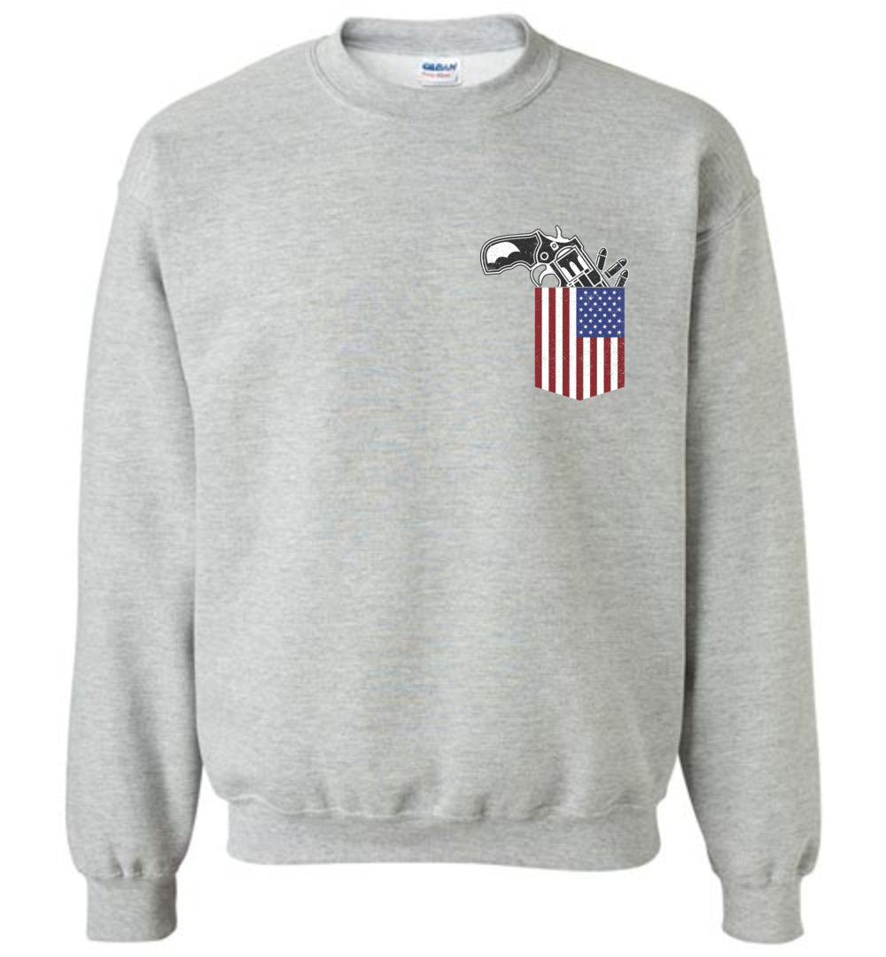 Gun in the Pocket, USA Flag-2nd Amendment Men's Sweatshirt-Sports Grey