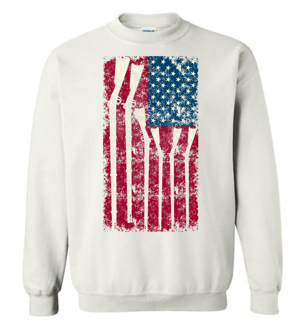 American Flag with Guns - 2nd Amendment Men's Sweatshirt - White