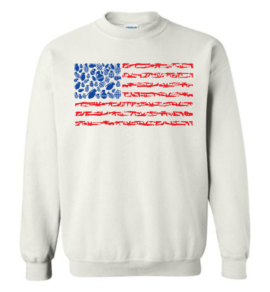 American Flag Made of Guns 2nd Amendment Men’s Sweatshirt - White