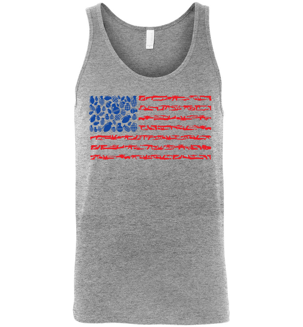 American Flag Made of Guns 2nd Amendment Men’s Tank Top - Athletic Heather