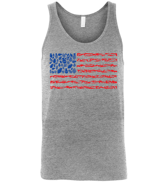 American Flag Made of Guns 2nd Amendment Men’s Tank Top - Athletic Heather
