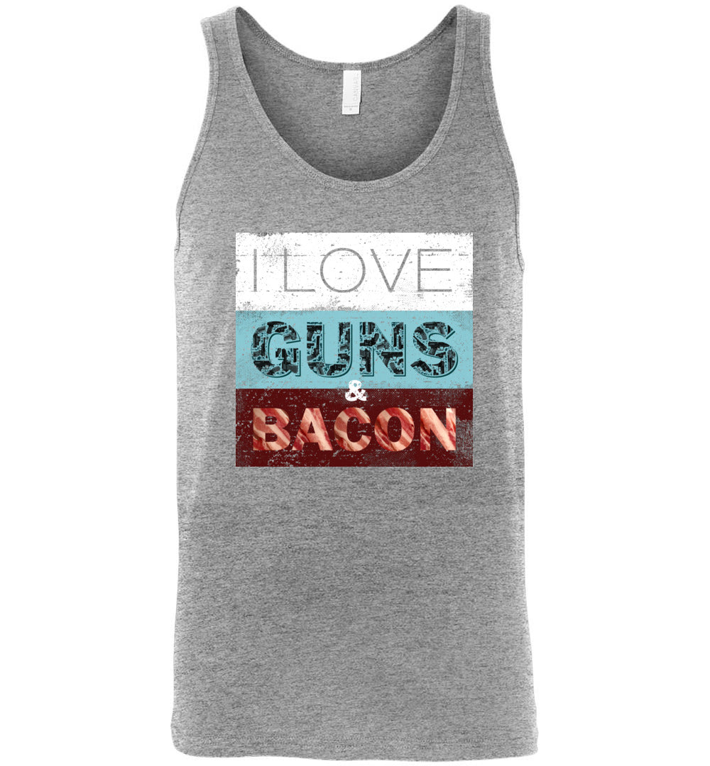 I Love Guns & Bacon - Men's Pro Firearms Apparel - Athletic Heather Tank Top