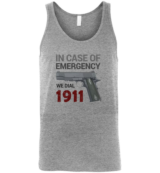 In Case of Emergency We Dial 1911 Pro Gun Мen's Tank Top - Athletic Heather