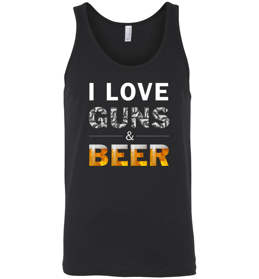 I Love Guns & Beer - Men's Pro Firearms Apparel - Black Tank Top