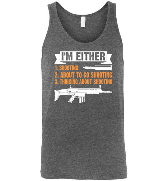 I'm Either Shooting, About to Go Shooting, Thinking About Shooting - Men's Pro Gun Apparel - Deep Heather Tank Top