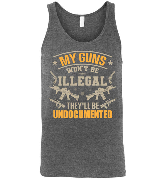 My Guns Won't Be Illegal They'll Be Undocumented - Men's Shooting Clothing - Deep Heather Tank Top