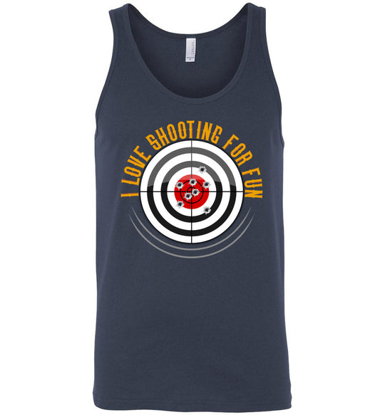 I Love Shooting for Fun - Men's Pro Gun Apparel - Navy Tank Top