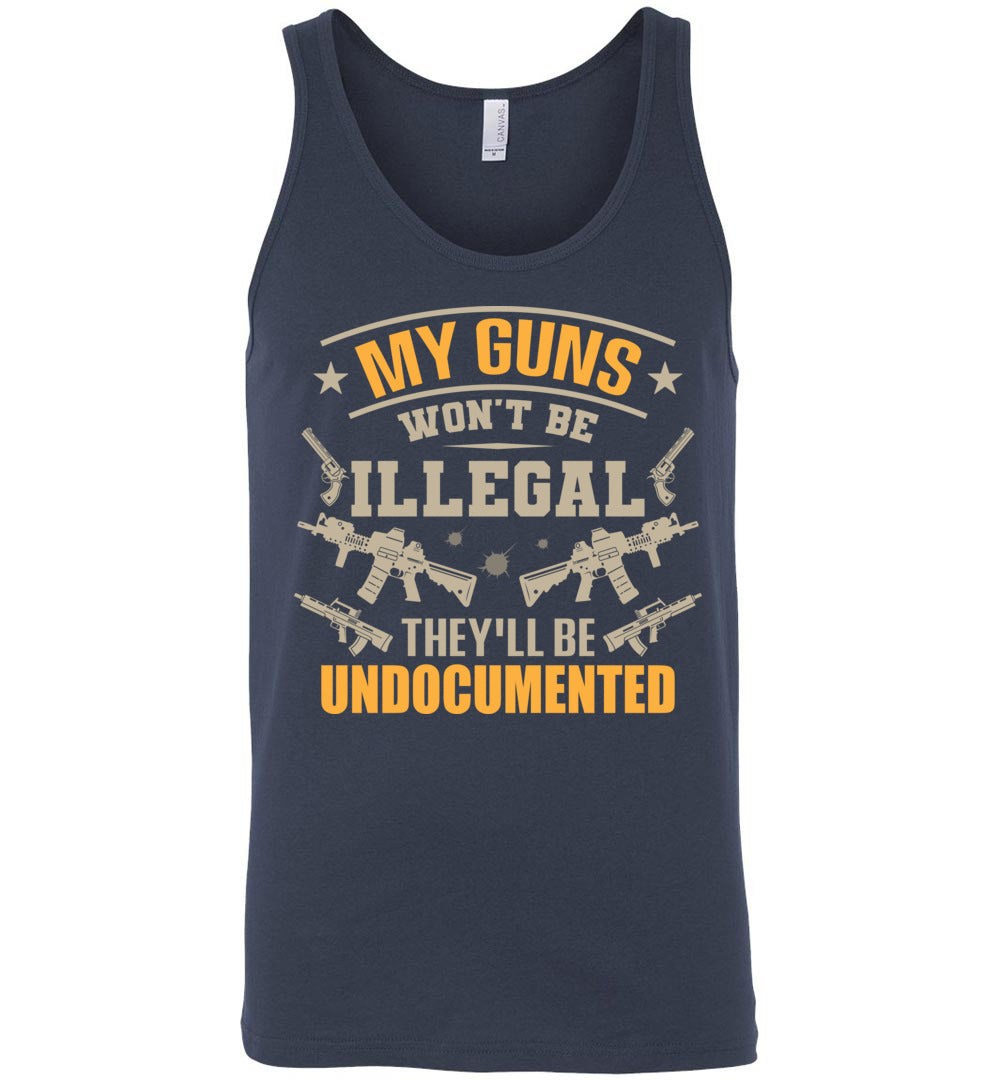 My Guns Won't Be Illegal They'll Be Undocumented - Men's Shooting Clothing - Navy Tank Top