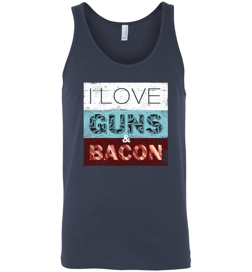 I Love Guns & Bacon - Men's Pro Firearms Apparel - Navy Tank Top