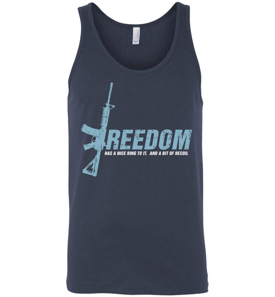 Freedom Has a Nice Ring to It. And a Bit of Recoil - Men's Pro Gun Clothing - Dark Blue Tank Top