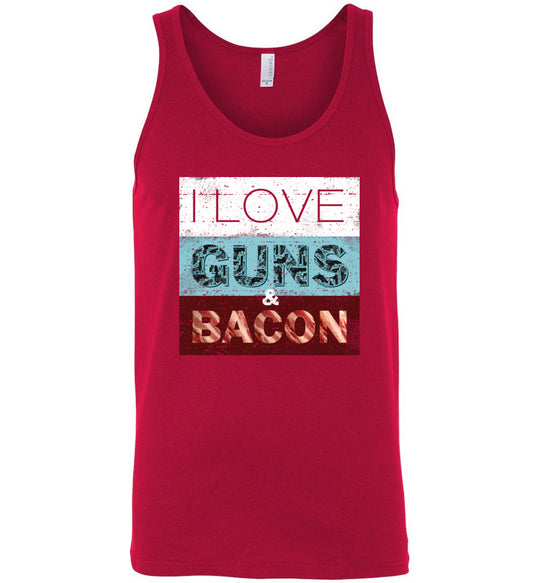 I Love Guns & Bacon - Men's Pro Firearms Apparel - Red Tank Top